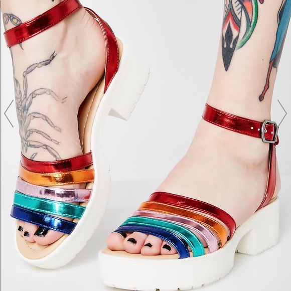 rocket dog rainbow platform sandals
